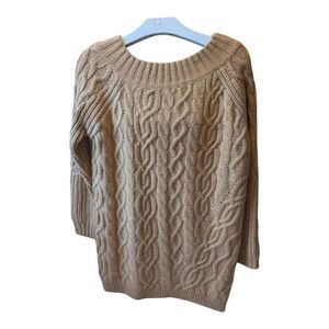 NWT Asos Beige Carmel Long Sleeve Chunky Cable Knit Sweater Mock Neck Women's  8